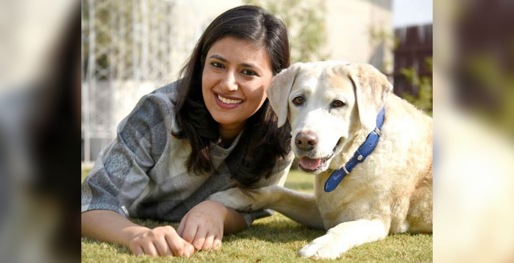 Rashi Narang Heads up for tails with her pet dog