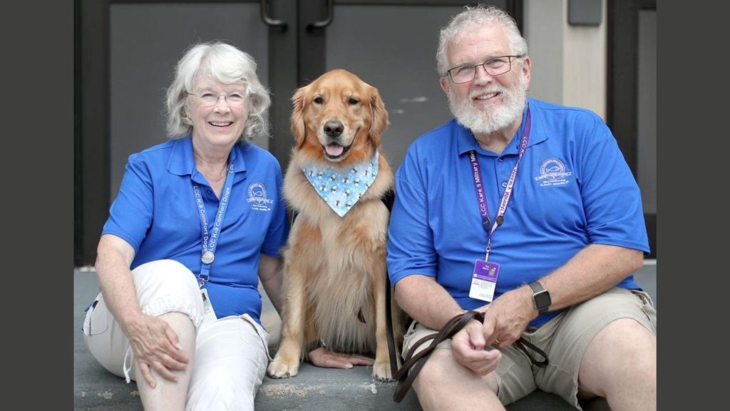 Mary: A Golden Retriever gives comfort in Surfside, Florida