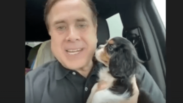 Sheriff Bouchard with Oxford's comfort dog