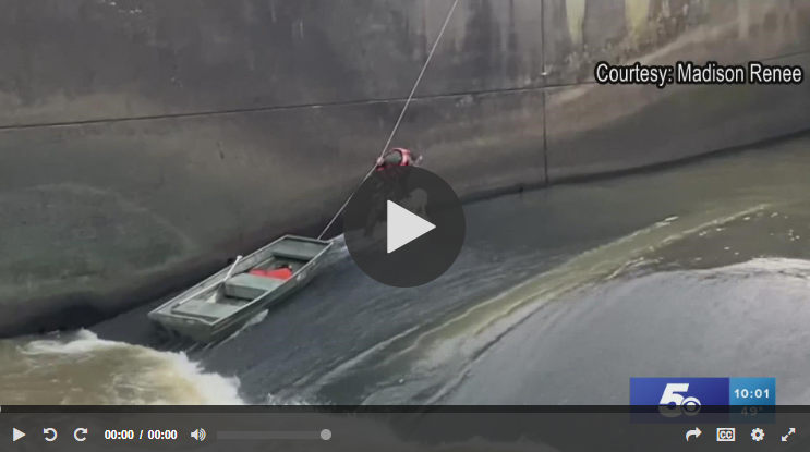 Fire Department Members of Wister Rescues Dog from Lake Dam